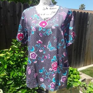 Dickies floral butterfly scrubs top